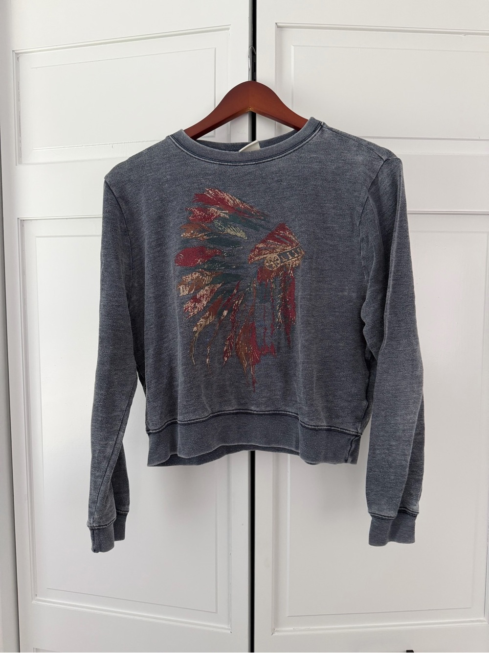 A&F Vintage-Style Blue Graphic Crewneck Sweatshirt